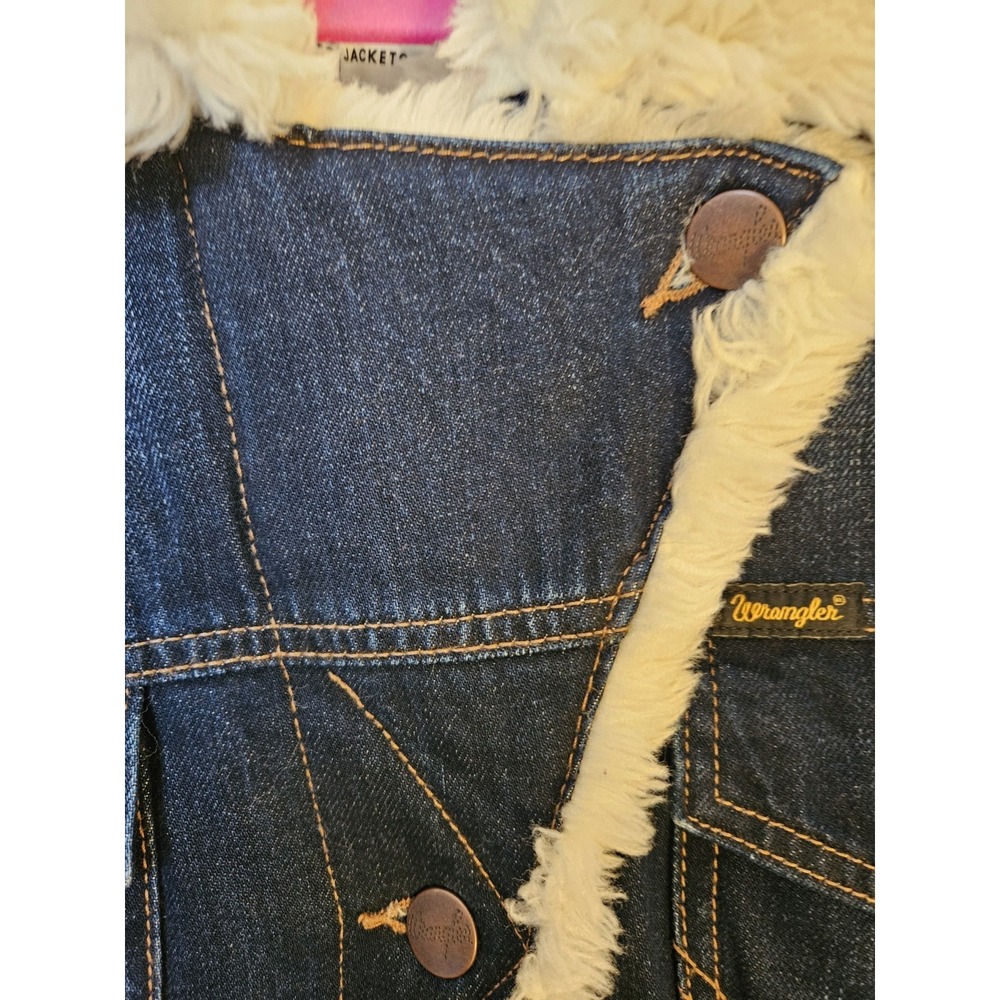 NWT Wrangler Women's LS Blue Denim Sherpa Collar/Lining Button-Front Jacket, +3X - Picture 6 of 14